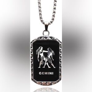 Stainless steel Gemini Zodiac Pendant Necklace unisex